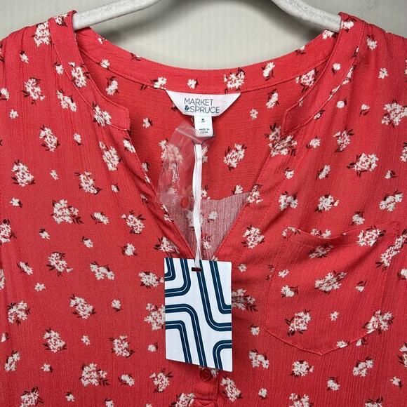 NWT Market & Spruce Floral Sleeveless Prat Henley Shirt Size M Stitch Fix - Picture 5 of 9